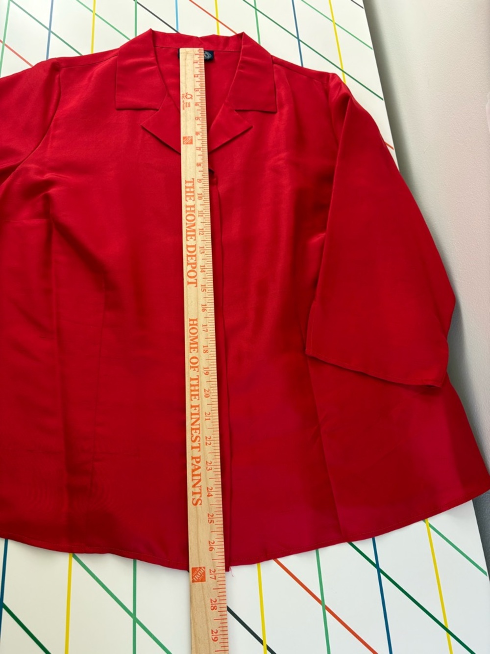 Vintage Venezia Bright Red Button-Front Blouse 100% Silk size 16 in EUC Y2K - Picture 5 of 6